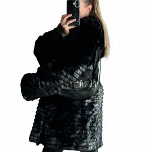 Luxurious Black Faux Fur Coat